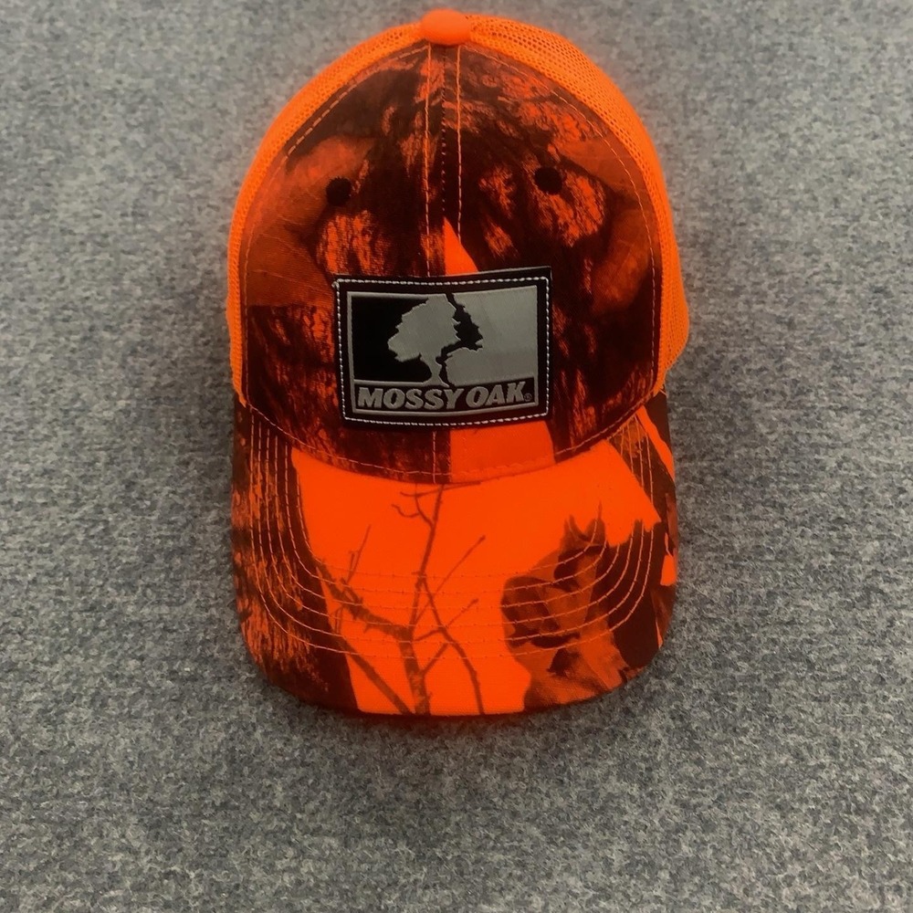 Mossy Oak Hat Cap Snap Back One Size Orange Camo Mesh Trucker Mens Hunting